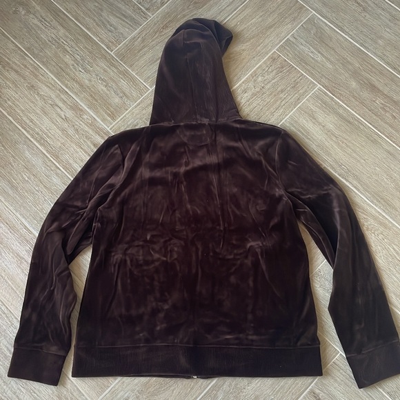 + JONES NEW YORK + Velour Dark Brown Hoodie - Picture 2 of 8